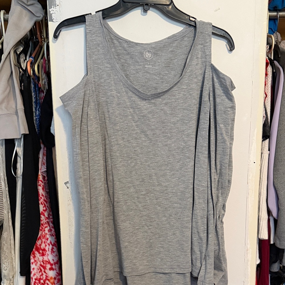 SO Women's Gray Cold Shoulder Tank Top